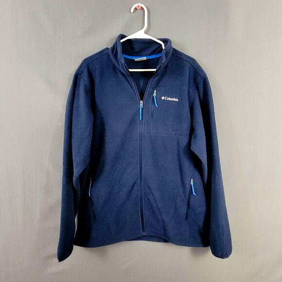 Columbia Navy Fleece Full Zip Jacket with Pockets Women’s Large - Picture 1 of 8